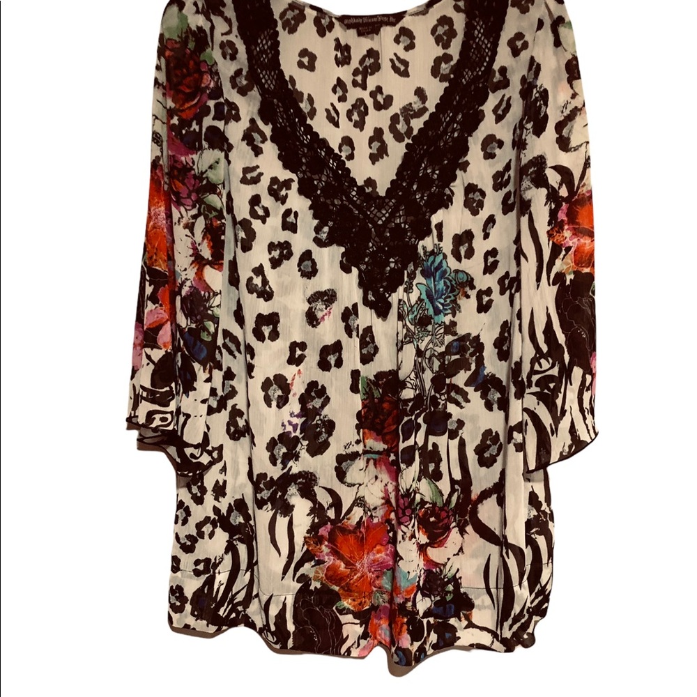 Mushbaby Sienna rose blouse large sheer with embroidered collar and flar…